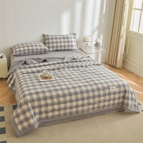 Summer 100% Cotton Thin Quilt Comforter Soft Air Conditioning All Season Quilt/Duvet/Blanket Lightweight Bed Cover Soft Bedding