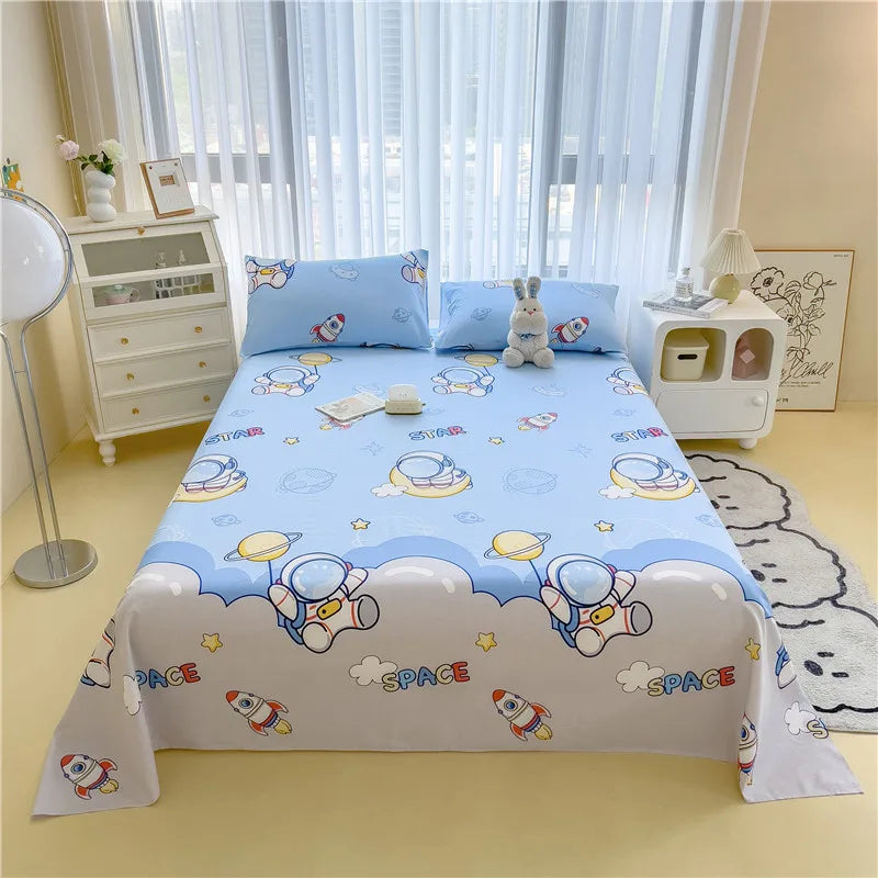 1pc Pure Cotton Bedsheet Floral Style Flat Sheet Single Sheets for Kids Adults Room Bed Linen sabana para cama (No Pillowcase)