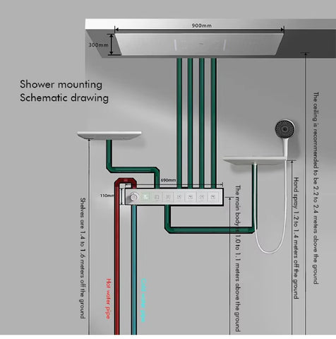 Luxury Brass Ceiling Mount Thermostatic LED digital display Shower Set System Bluetooth Music Rain Shower Head Bathroom Faucet