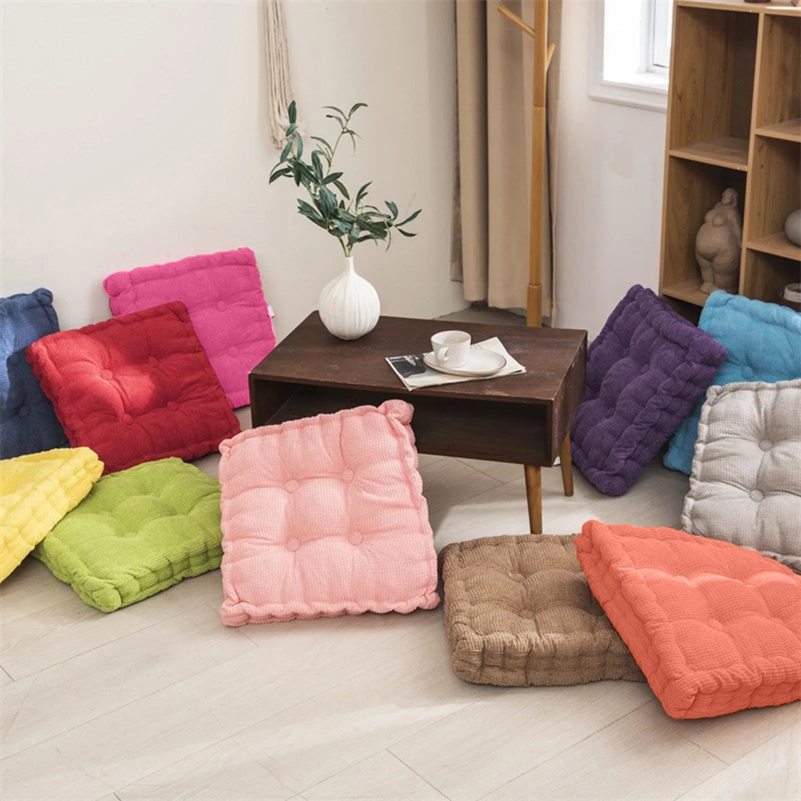 Floor Pillow Square Meditation Pillow Seat Pillow Yoga Living Room Balcony Office Outdoor Floor Mat, Pretty Hone Sofa Decoration