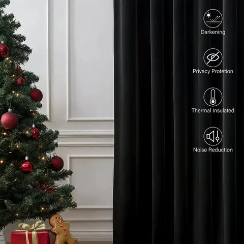Black Velvet Curtain Half Blackout Thin Fabric Curtains for Living Room Bedroom Dining Luxury Window  Decor 창문커텐 Modern Elegant