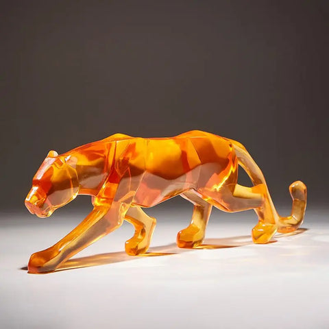 Modern Fortune Transparent Money Leopard Resin Ornaments Office Table Sculpture Crafts Home Livingroom Desk Figurines Decoration