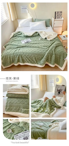Soft Woolen Blanket for Bedding and Sofa, Warm Lamb Velvet Flannel Cover Blanket for Office, Air Conditioning and Nap
