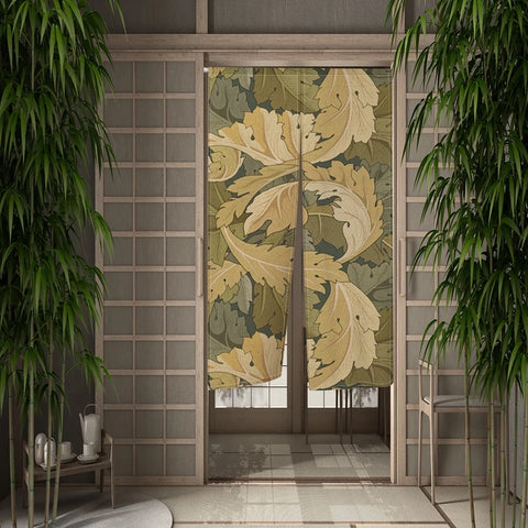 Summer Tropical Plant Leaves Door Curtain Turtle Leaves Partition Curtains Modern Room Kitchen Entrance Hanging Half-Curtain