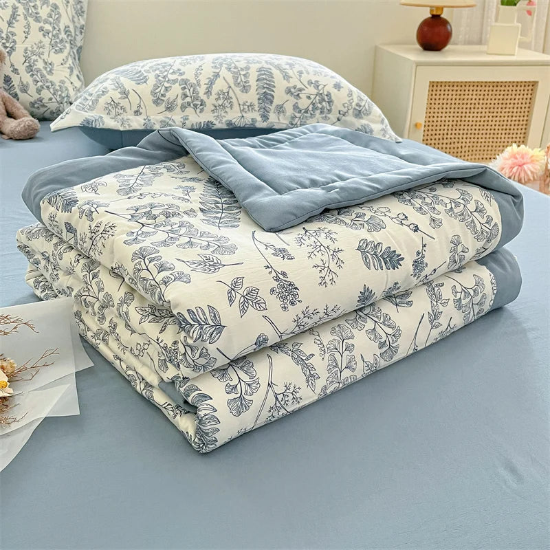 Floral Style Duvets for Summer Soft Comforter Breathable Bedspread 이불 Quilted Blanket Adults/Kids Thin Quilt (No Pillowcase)