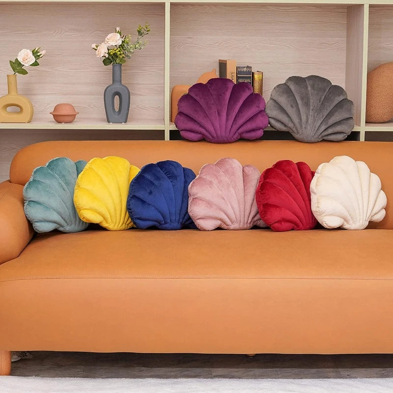 Inyahome Cute 3D Seashell Decorative Pillow Ocean Series Cushion for Bedroom Living Kids Room Gifts Pillow Christmas Party Decor