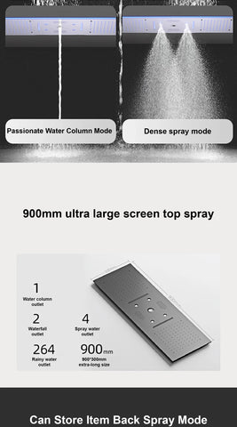 Luxury Brass Ceiling Mount Thermostatic LED digital display Shower Set System Bluetooth Music Rain Shower Head Bathroom Faucet