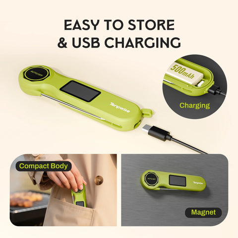 Tempwise RHT-21K Instant Read Food Thermometer IP65 Waterproof Handheld Meat Thermometer Outdoor Indoor BBQ Thermometer