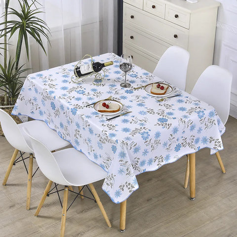 1pcs PEVA Waterproof Oilproof Tablecloth Washable Fabric For Dining Table Kitchen Decor Beautiful Flower Pattern Table Cloth