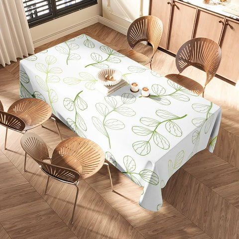 Modern Simple Green Leaves Tablecloth Perfect for Dining Tables, Reusable Kitchen Covers, Decorative Home Textiles, Washable Eas