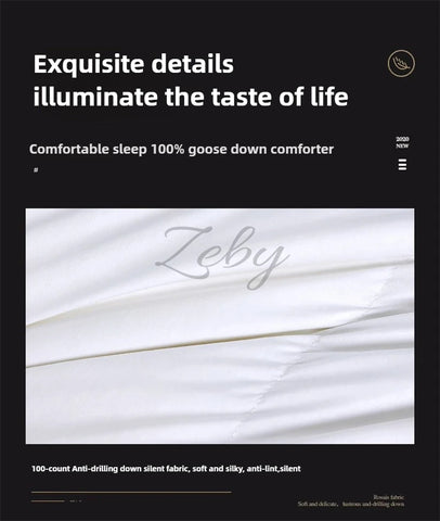 High Grade 100% White Goose Down Quilt Winter Warm Feather Duvet Queen King Cozy Lightweight 3D Bread Comforter Pinch Pleated