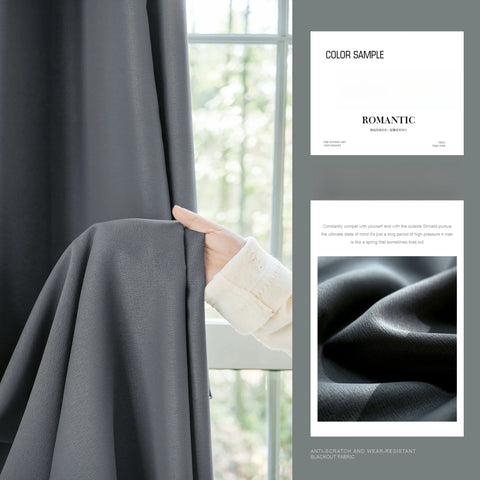 Grey Blackout Curtains Thermal Insulation Cotton Linen Drapes for Bedroom Living Room Sunshade Luxury Custom Window Treatments