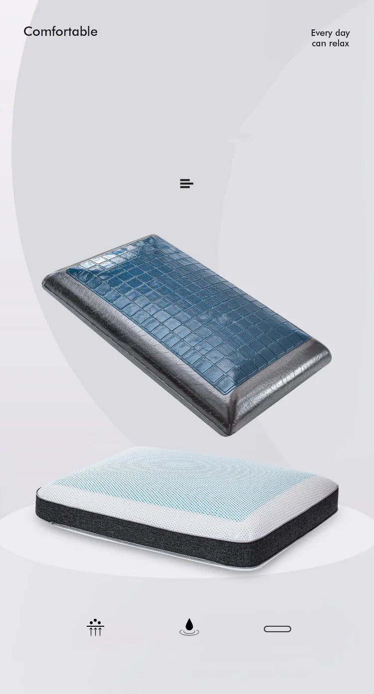 New Summer Double-sided Available Gel Cooling Pillow Bamboo Charcoal Memory Foam Ergonomics Pillows for Bedroom with Pillowcase