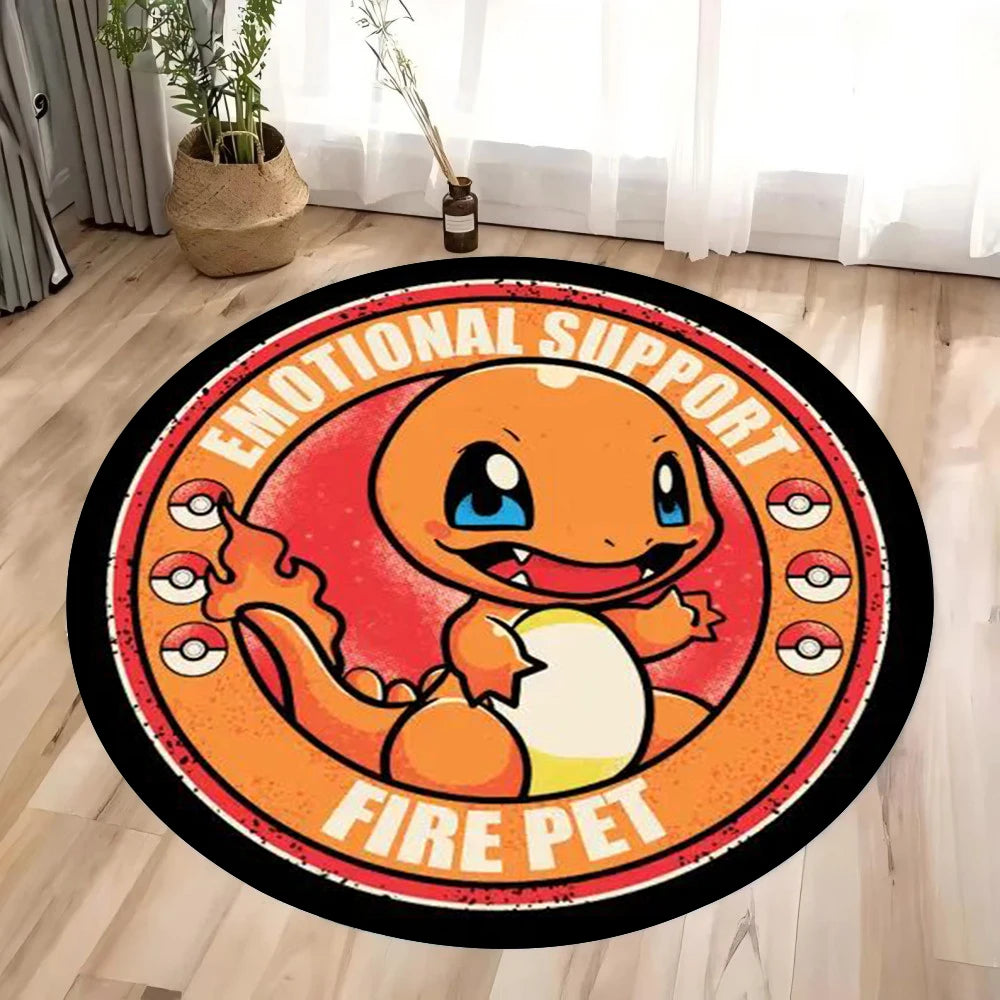 MINISO Pokemon Elves Round Rug for Living Room Sofa Decor Bedside Soft Rug Hanging Basket Nonsilp Mat Game Room Chair Floor Mat