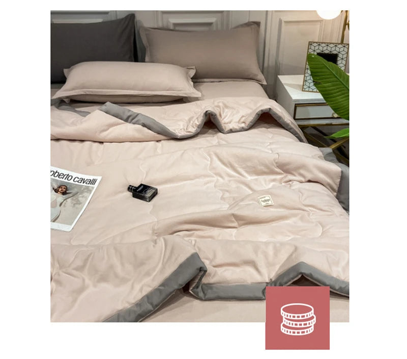 Japan Style Summer Quilt Soft Breathable Quilted Duvet Queen Skin Friendly WashableThin Comforter Lightweight Blanket 180x220