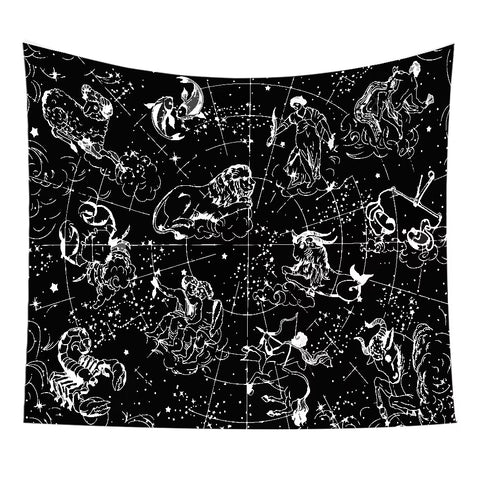 1pc Celestial Sun Moon Zodiac Tapestry Astrology Themed Wall Hanging Decor with Starry Sky Design for Mystic Room