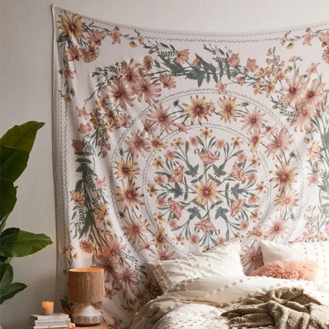Macrame Wall Decor Tapestry Mandala Flower Psychedelic Bohemian Wall Hanging Home Living Room Dorm Bedroom Decor Aesthetic Tapiz