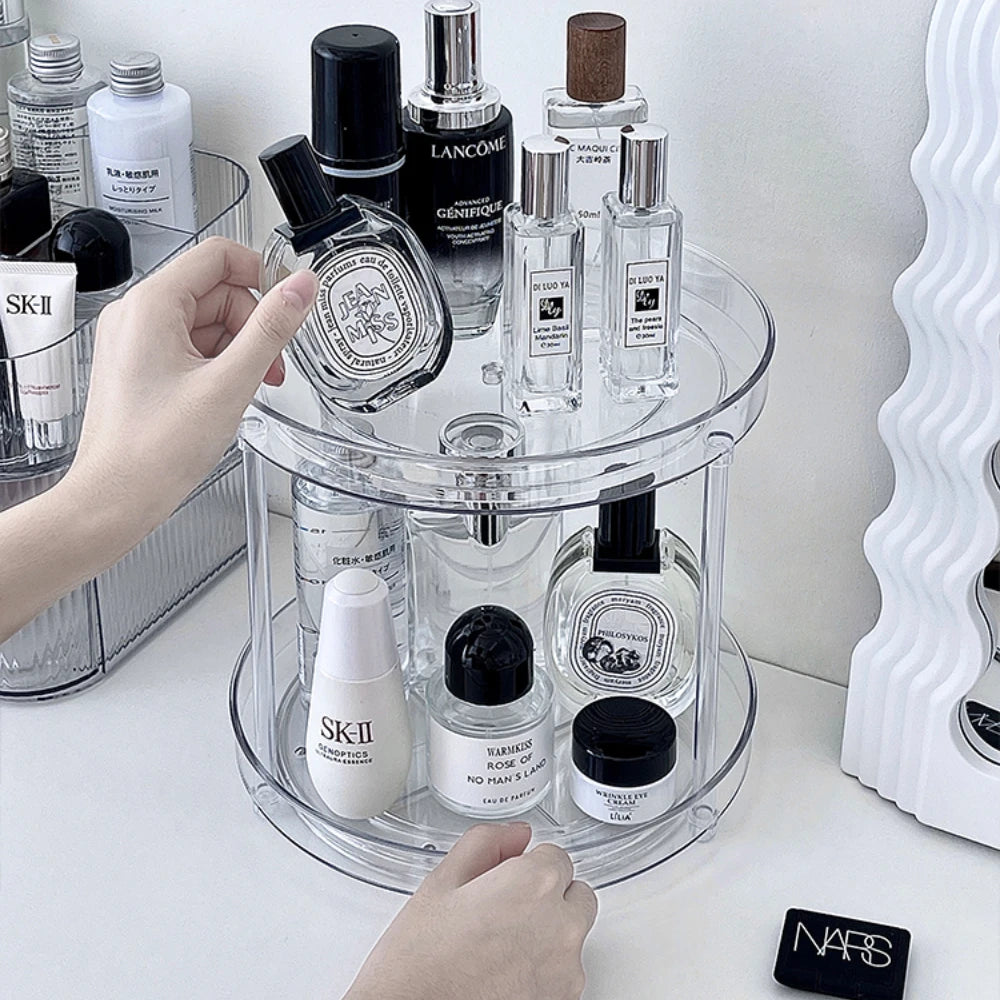 360° Rotatable Desktop Cosmetic Rack Bathroom Shelf Large-capacity Perfume Aromatherapy Skin Care Product Storage Rack Organizer
