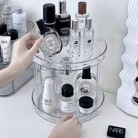360° Rotatable Desktop Cosmetic Rack Bathroom Shelf Large-capacity Perfume Aromatherapy Skin Care Product Storage Rack Organizer