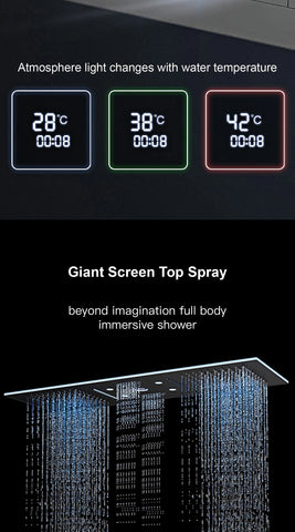 AITANA Luxury Brass Gunmetal LED Display Thermostatic Shower System Bathroom Ceiling embedded concealed giant curtain Rainfall