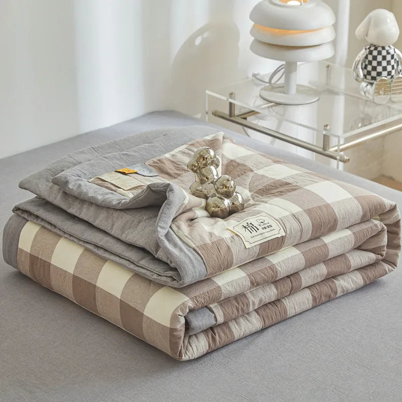 All cotton Air conditioning quilted quilt core summer washable comforter Simple Plaid soft duvet of single twin full queen size