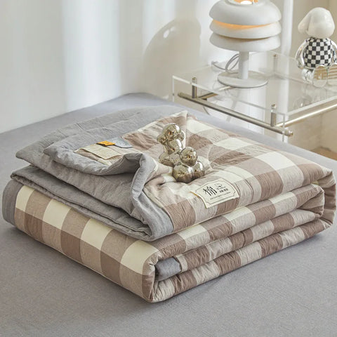 All cotton Air conditioning quilted quilt core summer washable comforter Simple Plaid soft duvet of single twin full queen size
