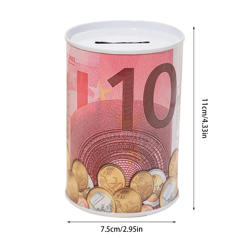 1PC European American Style Dollar Pattern Iron Piggy Bank Creative Coin Money Storage Jars Home Office Decoration Children Gift