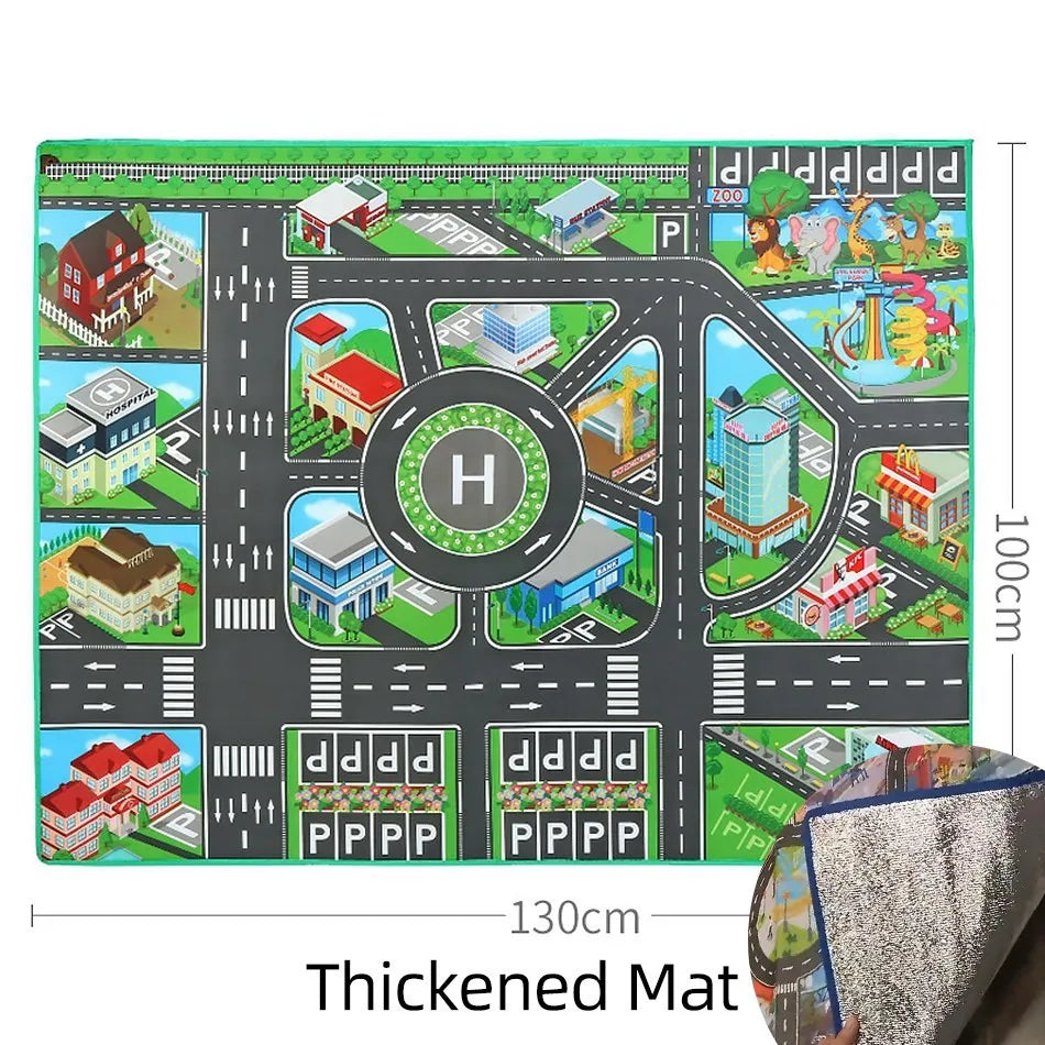 100x130 Kids Playmat Farm Road Portable Map Baby Educational Rugs Toddler Dinosaur Waterproof Play Mat Crawling Non-Toxic Carpet