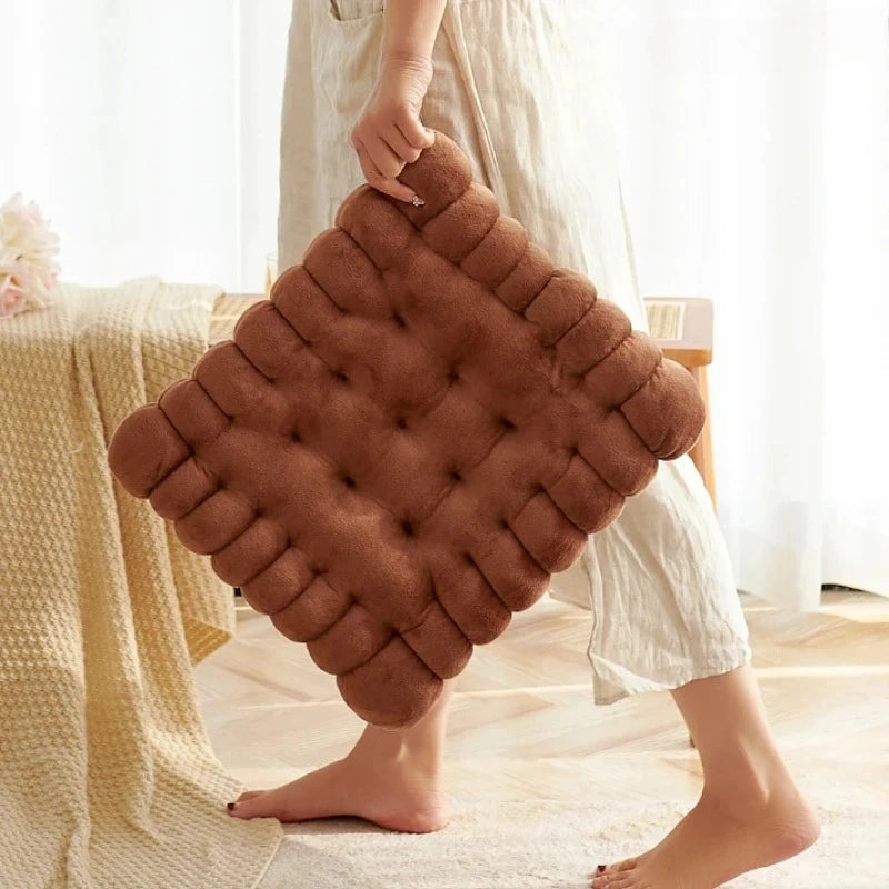 40*40CM Cookie Shaped Meditation Cushion Plush Fluffy Chair Cushion Machine Washable Student Seat Cushion Living Room Decoration