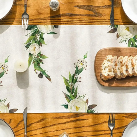Hexagram Flowers Passover Linen Table Runners Kitchen Table Decor Pesach Star of David Jewish Festival Party Table Runners Decor