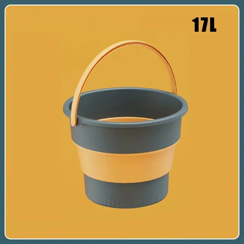 5/10/17L Collapsible Bucket Outdoor Fishing Camping Space Saving Portable Folding Car Wash Bucket Bathroom Kitchen Bucket