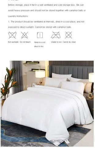 100% Mulberry Silk Quilt Healthy Beauty Handwork Silk Comforters Duvet Silk Filled Double Queen King Quilt 1PCS Durable Bedding
