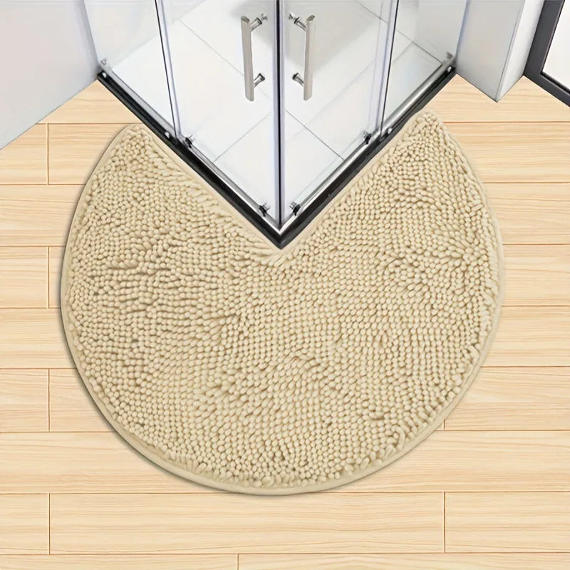 2025 Flannel Circular Corner Bath Mat Non-Slip Soft Thicked Floor Mat for Bathroom Absorbent Non-slip Door Mat Home Decoration