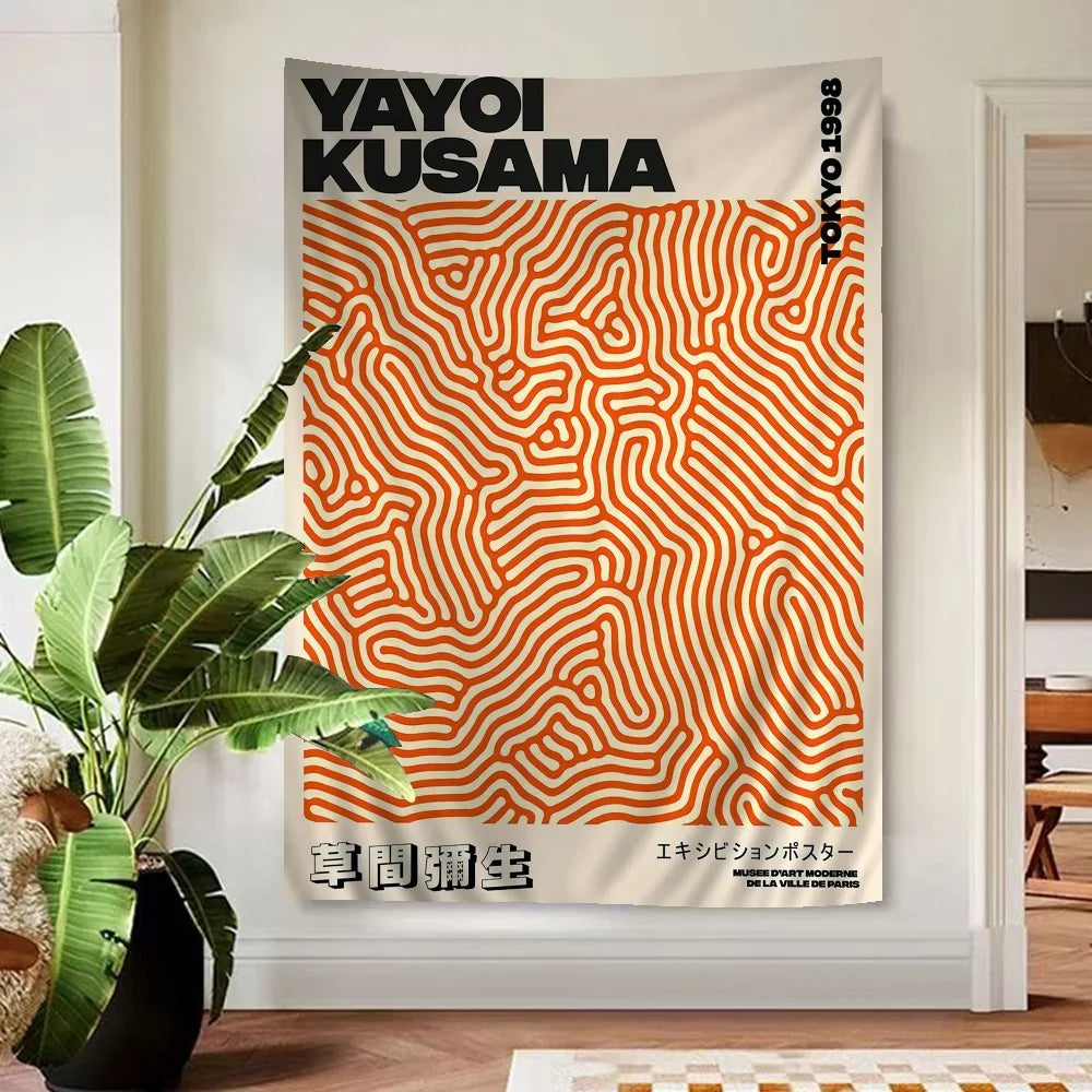 Abstract Yayoi Kusama Anime Tapestry Hanging Tarot Hippie Wall Rugs Dorm Home Decor