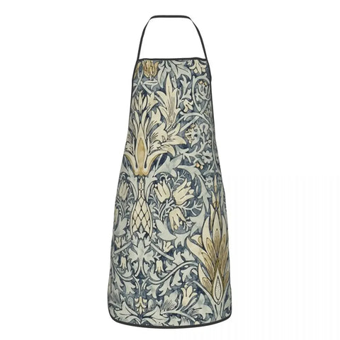 Unisex William Morris Snakeshead Pattern Bib Apron Women Men Chef Tablier Cuisine for Cooking Kitchen Vintage Textile Gardening