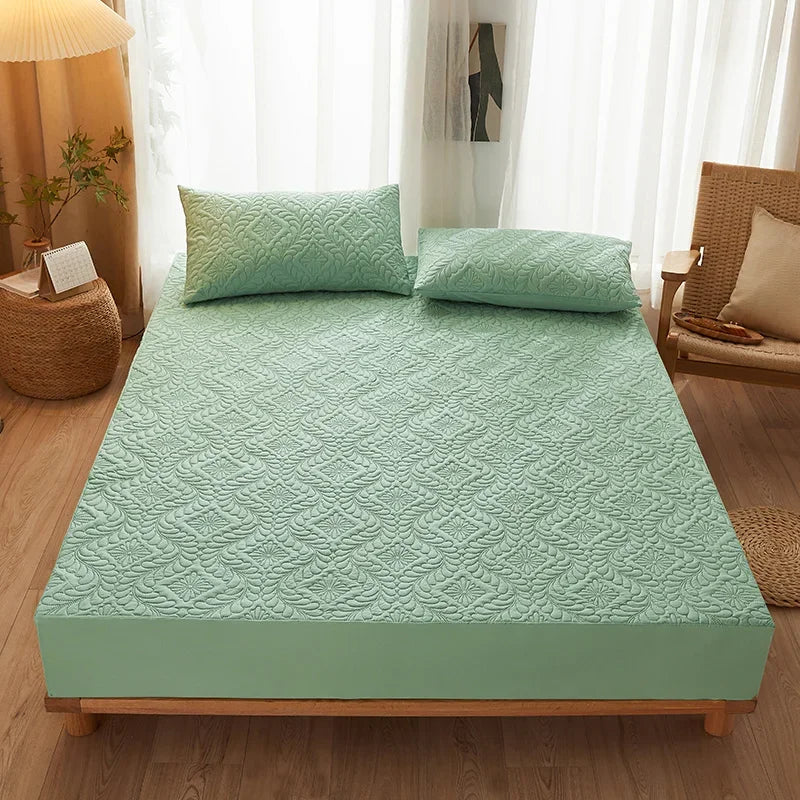 100% Waterproof Quilted Fitted Bed Sheet with Elastic Band Soft Mattress Protector Cover Twin Queen King 160x200cm Home Decor