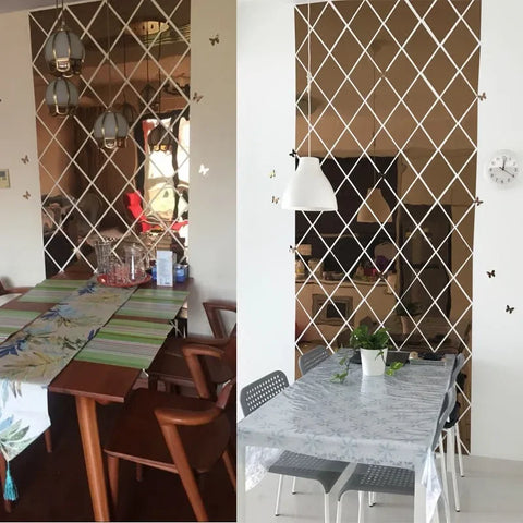 3D Mirror Stickers Acrylic Triangles Self-adhesive Diamonds DIY Wall Mirror Stickers for Living Room Home Decor 10/17/32/58Pcs