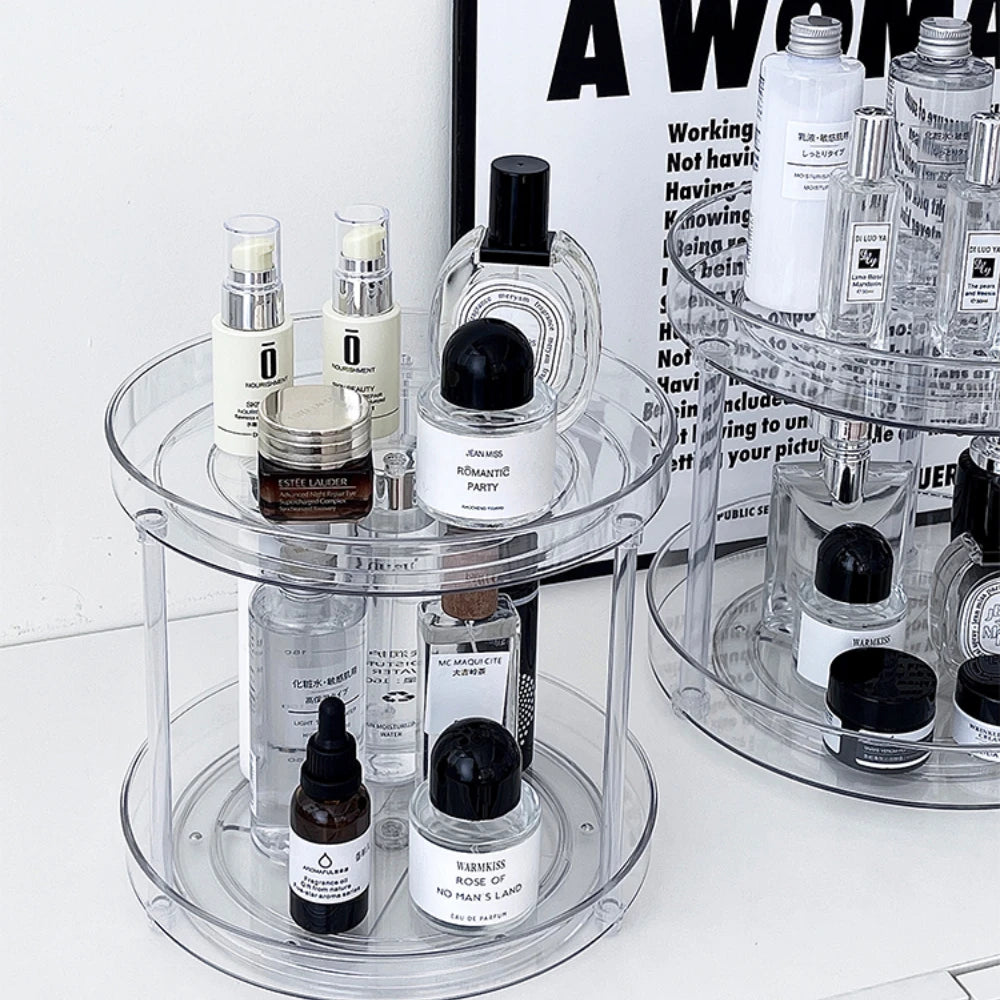 360° Rotatable Desktop Cosmetic Rack Bathroom Shelf Large-capacity Perfume Aromatherapy Skin Care Product Storage Rack Organizer