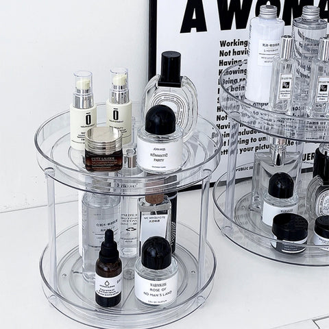 360° Rotatable Desktop Cosmetic Rack Bathroom Shelf Large-capacity Perfume Aromatherapy Skin Care Product Storage Rack Organizer