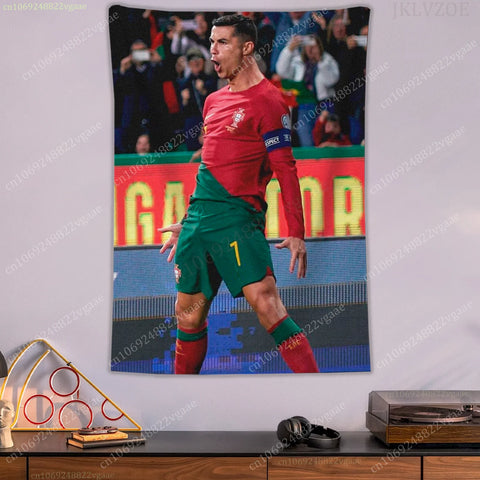 2025 Ronaldo Tapestry Man Portugal Posters Football Wall Tapestries For Bedroom Decoration Aesthetic Tapices Flag Wallpaper