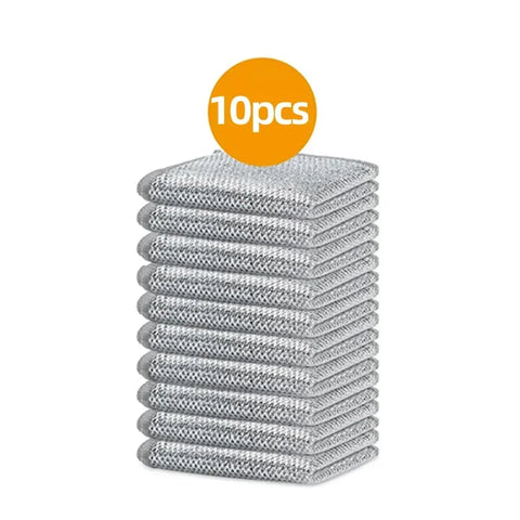 10/20Pcs Non-Scratch Stainless Steel Scrubbing Cloths Reusable Quick-Dry Silvery Kitchen Cleaning Dish Towel Scouring Cloth