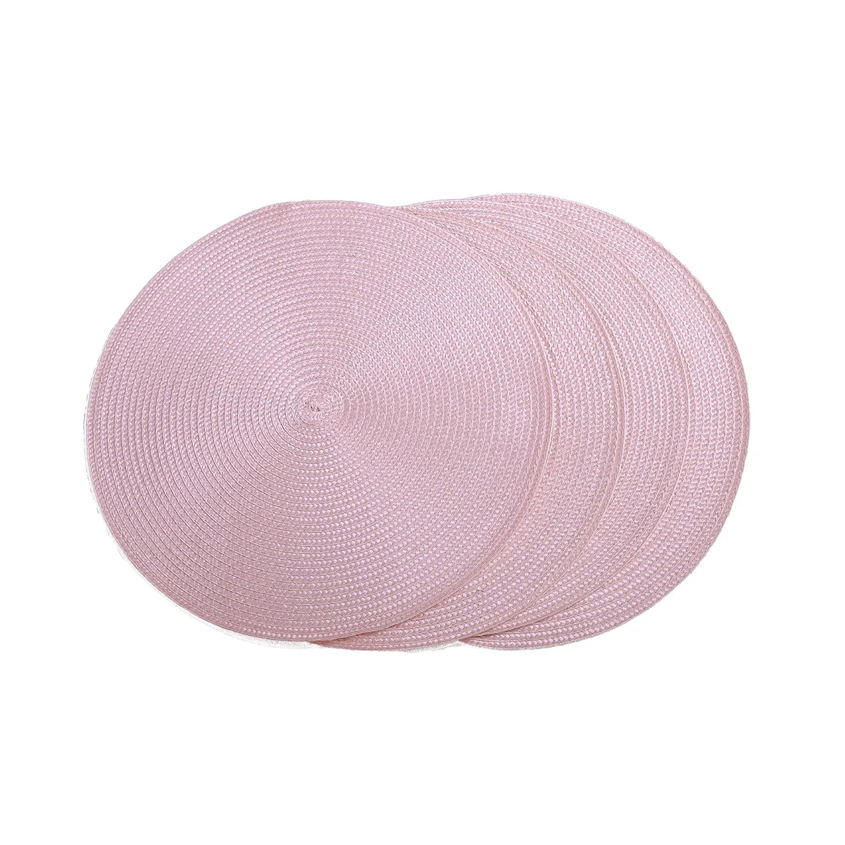 Round Braided Placemats Set of 4 Washable PP Heat Resistant 38cm Table Place Mat for Kitchen Xmas Dining Table Party Decor
