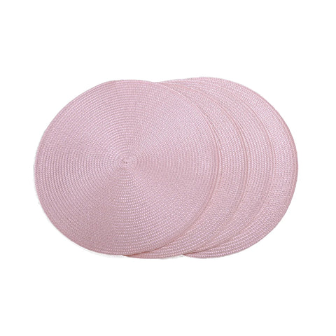 Round Braided Placemats Set of 4 Washable PP Heat Resistant 38cm Table Place Mat for Kitchen Xmas Dining Table Party Decor