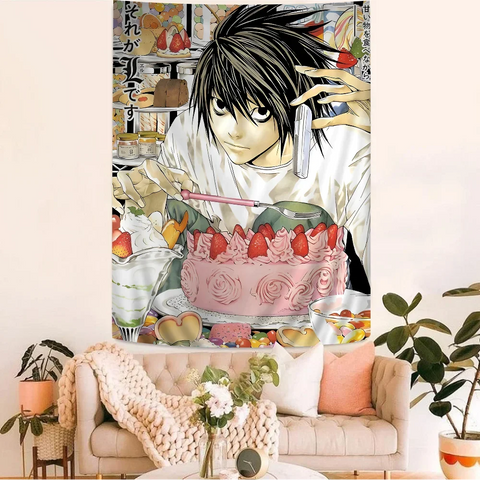 Anime Death Note DN L Colorful Tapestry Wall Hanging Bohemian Wall Tapestries Mandala Wall Hanging Sheets
