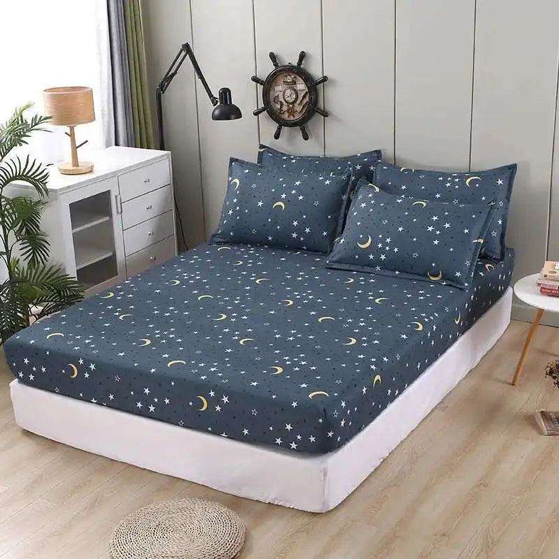 Solstice Kids Dinosaur Bed Sheet Set - Cartoon Printed Draps De Lit With Pillowcase, Elastic Fitted (Single/Twin, 100% Cotton)