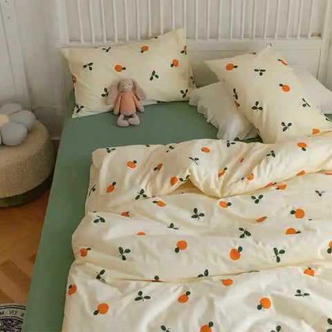 Pink Floral Bedding Set Soft Ins Single Double Queen Size Duvet Cover Flat Sheet Pillowcase Girls Home Totel Bed Linens
