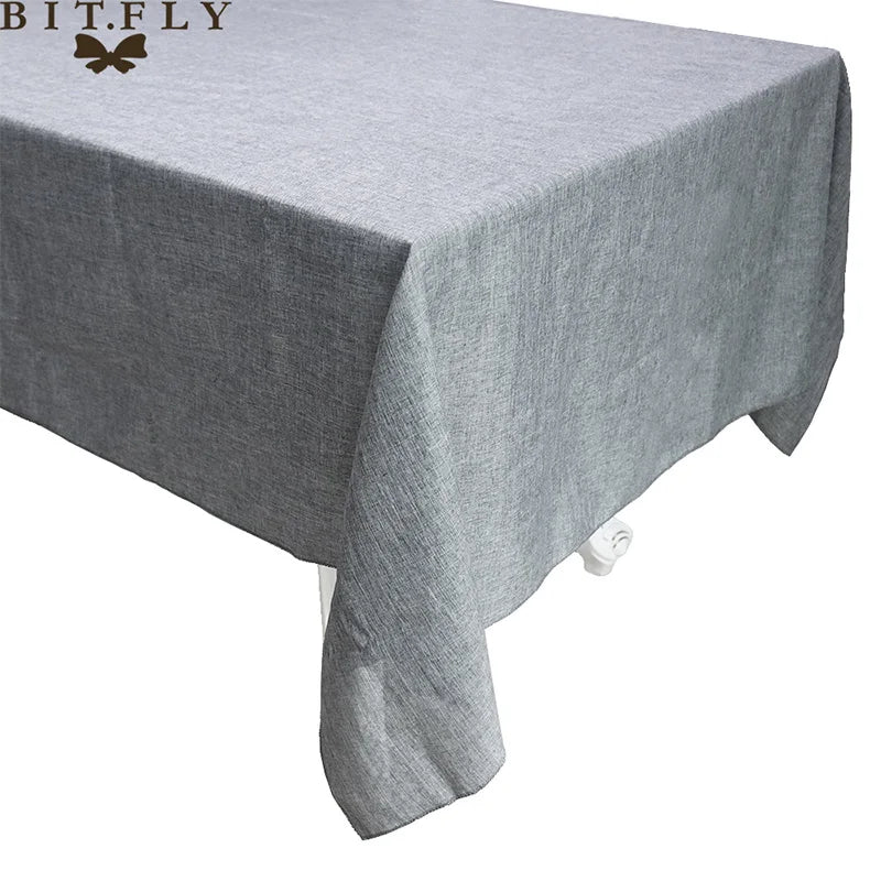Imitated Linen Tablecloth for Kitchen, Rectangular Table Cover, Tea Cloth, Coffee Table, Living Room, Gray, Khaki