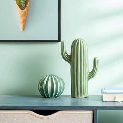 Nordic Ceramic Handicrafts Simulation Cactus Ornaments Art Decorative Home Furnishings Photography Props Green Room Decor