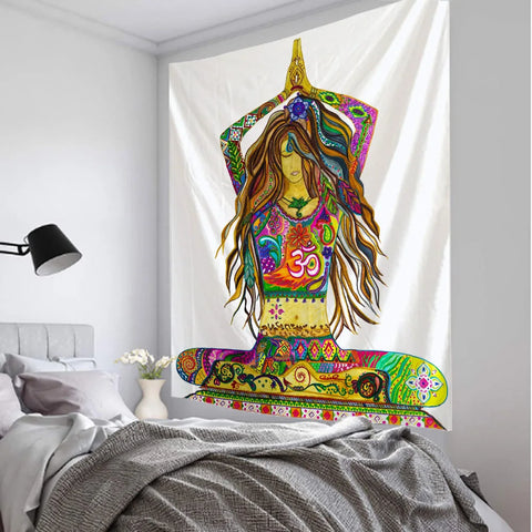 Meditation art tapestry, Buddha statue, chakra, wall hanging, mandala, home, living room, bedroom decoration wall hanging