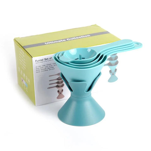 1Set Six in One Plastic Funnel Set Household Kitchen Essential for Oil Wine Leak Prevention and Filtering